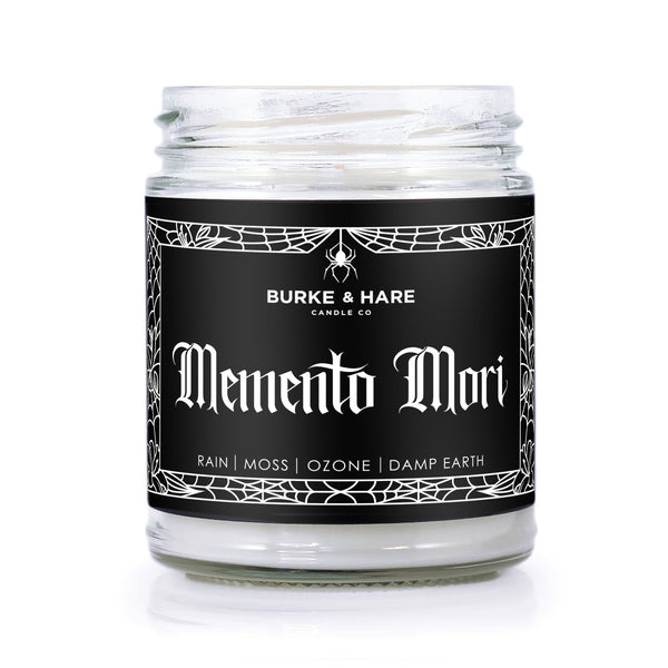 Memento Mori Petrichor Scented Candle (Summer Rain) Burke & Hare Co