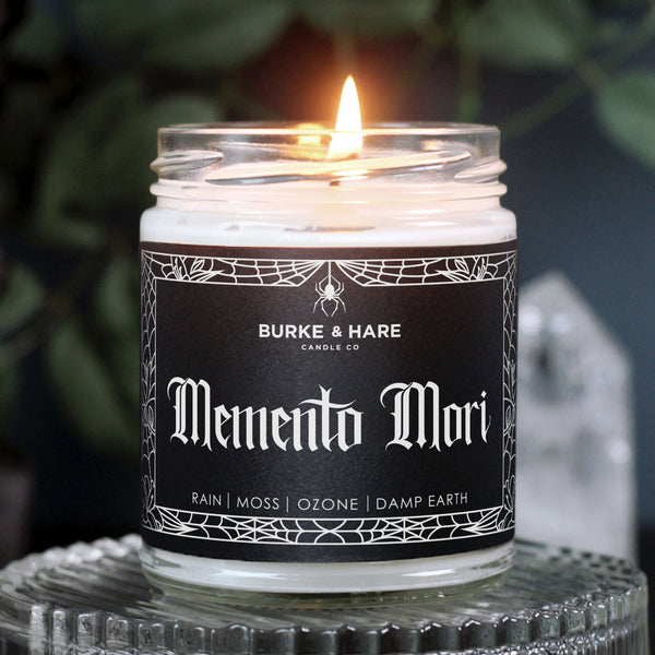 Memento Mori Petrichor Scented Candle (Summer Rain) Burke & Hare Co
