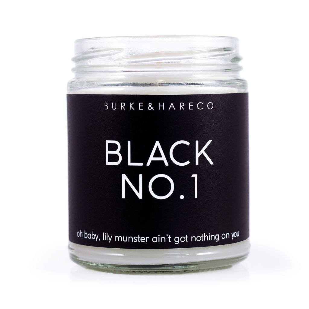 Black No 1 scented candle inspired by Type O Negative. Goth Candle with Black Label.