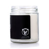 Black candle with skull logo